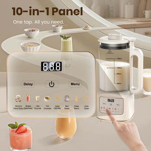 Moreblue 10-in-1 Automatic Nut Milk Maker, 56oz Soy Milk Maker Machine with Self-Cleaning,Homemade Oat Milk Maker with Delay Start Plant-Based & Dairy-Free Beverage