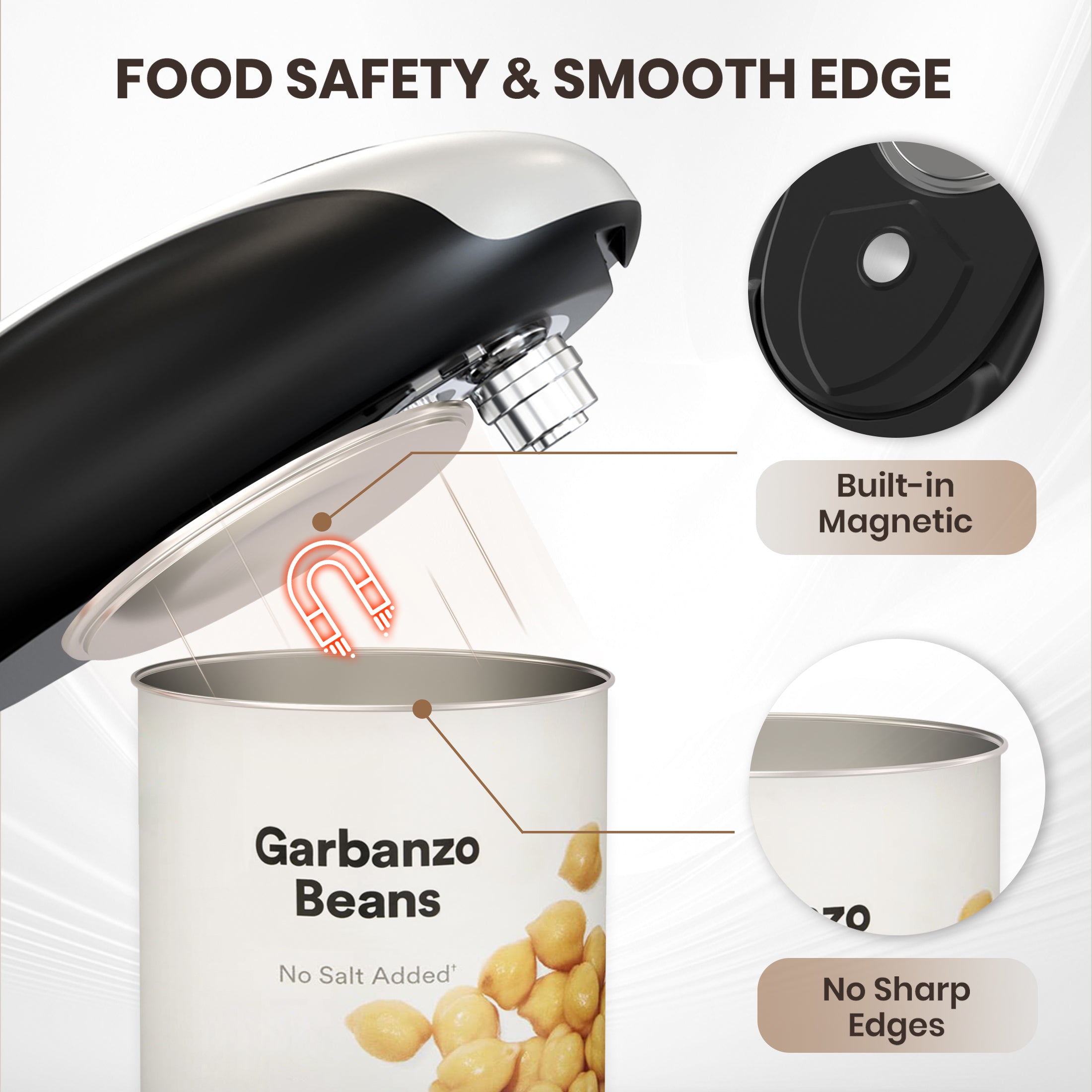 Moreblue One-Touch Automatic Electric Can Opener, USB-C Rechargeable Can Opener Smooth Edge, Hands-Free Countertop Electric Can Opener for Seniors, Arthritis, Weak Hands, Kitchen Gadget Gift